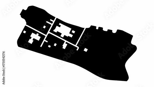 Modern architectural blueprint design with clean lines and geometric building shapes for urban planning