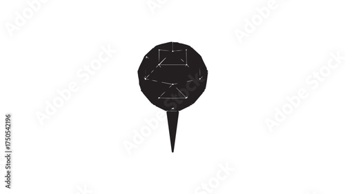 Modern geometric black pushpin design ready for your project, add a touch of minimalist style with this unique element for graphic design and presentations, versatile for various creative themes