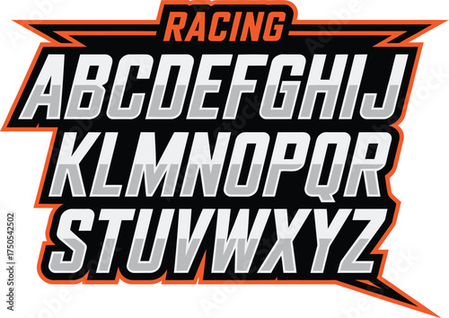 racing alphabet typography a bold racing style Dynamic alphabet design