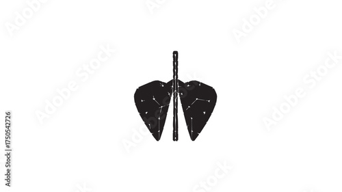 Modern geometric lungs illustration for respiratory health awareness, breath symbol for medical concepts, futuristic design for healthcare presentations, abstract graphic for lung disease