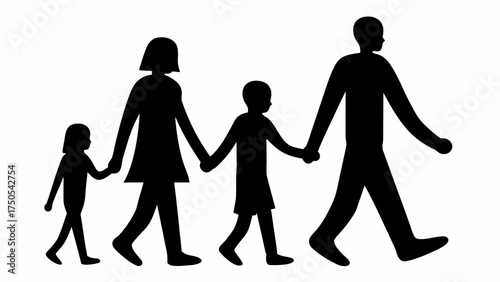 United family walking together holding hands, symbolizing togetherness, love, and journeying through life
