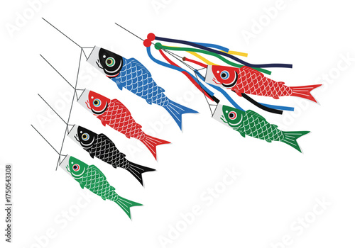 Colorful Koinobori Carp Streamers for Childrens Day Celebration.