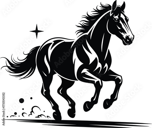 Striking Black Horse Illustration Dynamic Vector Art Depiction