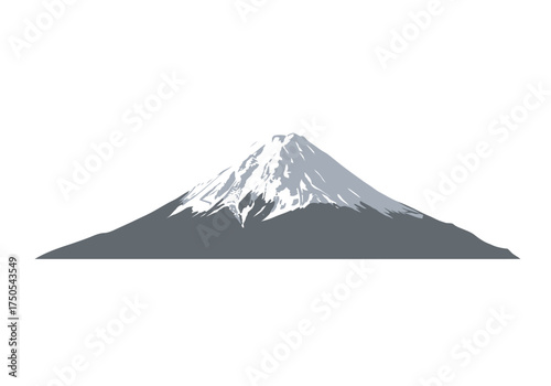 Stylized Mount Fuji Illustration with Snow-Capped Peak and Gray Slopes.