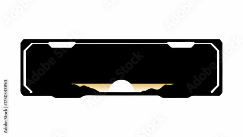 Dramatic futuristic sunset silhouette over alien landscape digital frame for gaming or tech content