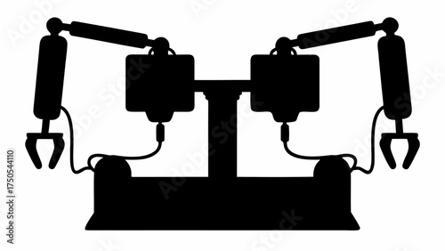 Sleek robotic arms automate industrial manufacturing processes with precision and efficiency