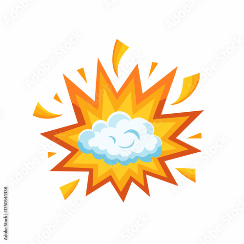 Cartoon explosive effect. Comic blast, bomb explosion with smoke cloud and fire, game bang and flame flash, boom animation fx.