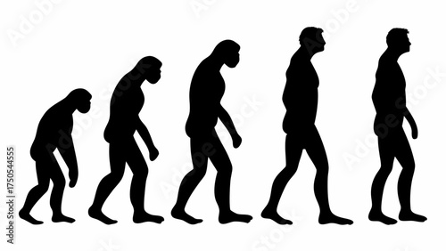 Journey of humanity depicted through the iconic evolution of man silhouette progression