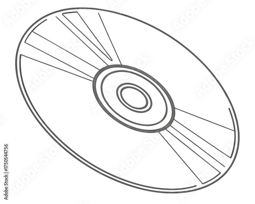 Blank CD or DVD disc with rainbow holographic reflection, digital media mockup on a white background