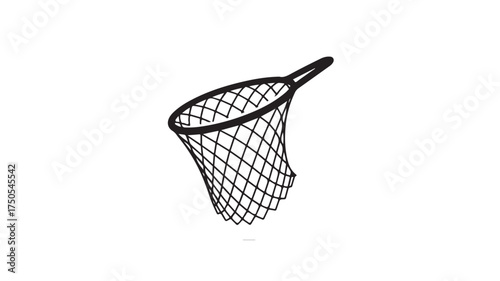Modern stylized fishing net illustration offering a sporty, recreational vibe, perfect for fishing enthusiasts and outdoor lifestyle brands with a clean, minimalist design element
