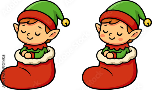 Cheerful elves unpacking gifts cozy living room cartoon illustration festive holiday environment joyful perspective christmas spirit