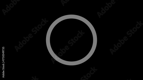 Circle loading bar, pressing sign icon animated on a black background.