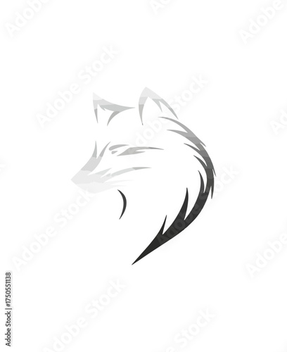 Illustration of a wolf head in profile with graphic outlines on black background