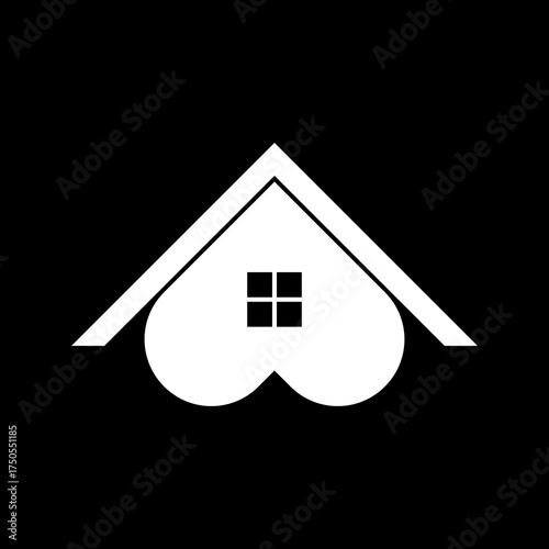  Heart Sweet home icon isolated on black background