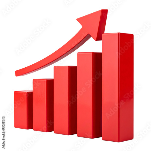 Free Download Red bar graph showing increasing trend with an upward pointing arrow, black background - GFXLoad