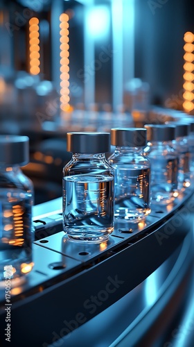 Precision robotics handling amber bottles in sterile pharmaceutical facility image