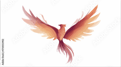 Phoenix illustration isolated on white background wings spread