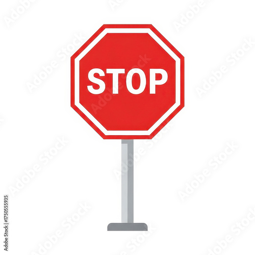 Red octagonal stop sign on pole.