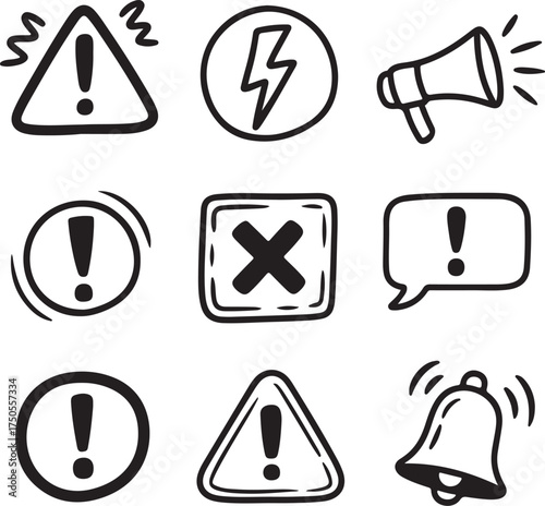 Hand drawn alert icons for attention grabbing design