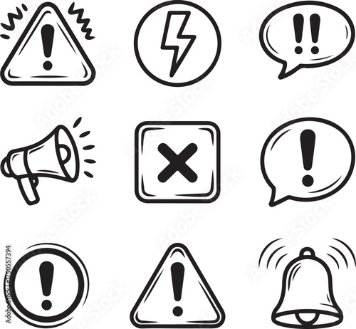 Attention grabbing alert and notification icon set