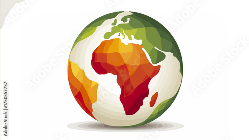 Stylized globe illustration with continent shapes and vibrant color palette