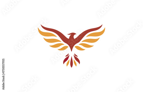 Stylized phoenix bird icon vector illustration