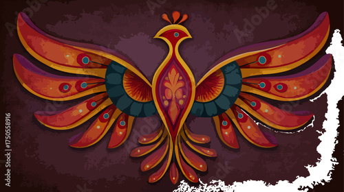 Stylized phoenix illustration decorative design artistic