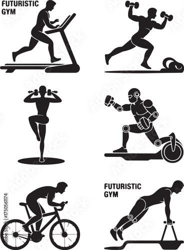 Futuristic gym workout icons for modern fitness