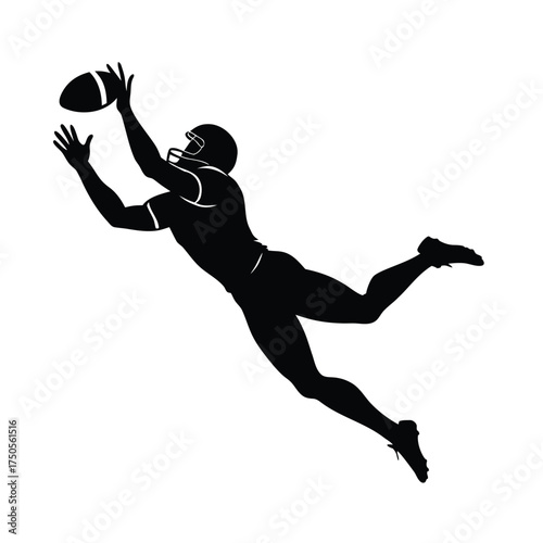 American Football Player Catching Ball Silhouette athlete