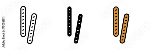 Pretzel sticks icon vector icon set in stroke, filled and colored concept for web design.