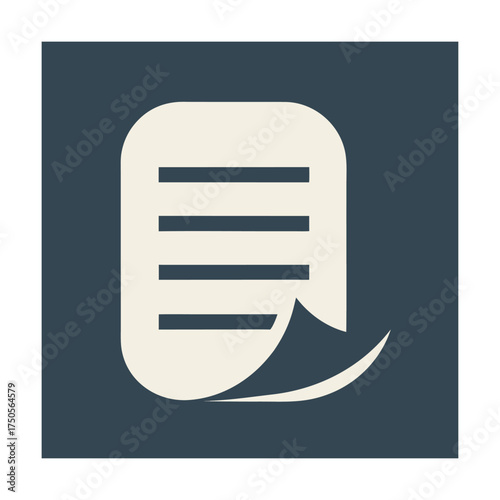 Document Icon with Page Curl on Dark Blue Background Keywords: document, paper, page, file, report, text, writing, information, data, record