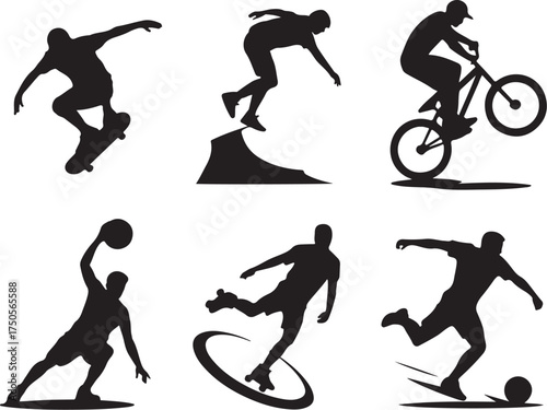 Dynamic sports silhouette set for action lifestyle