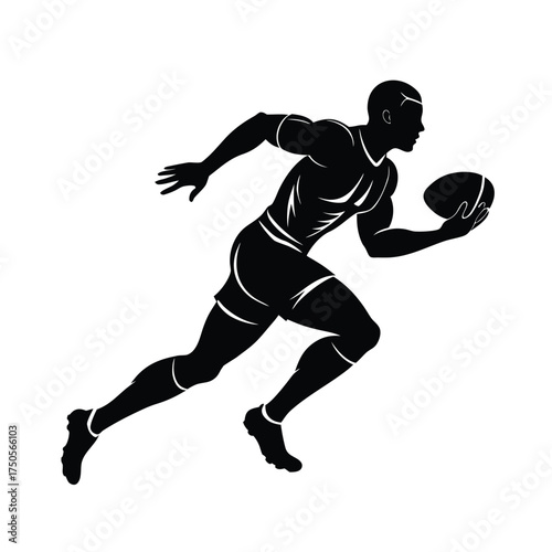 Rugby player sprinting with ball silhouette sport