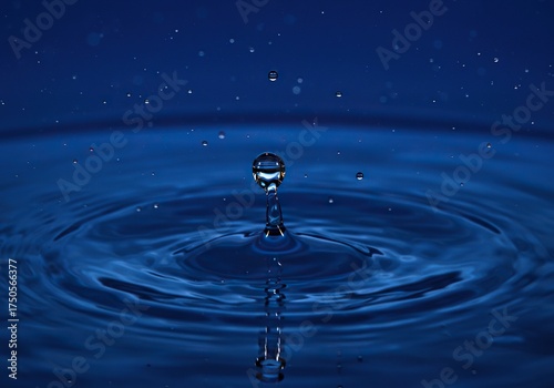 Capturing the exquisite beauty of water drops forming gentle ripples on a calm surface, symbolizing serenity, peace, and quiet reflection ,harmony ,zen ,minimalist