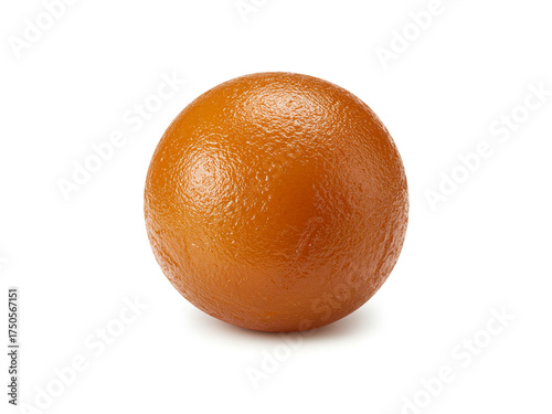 Closeup one gulab jamun isolated on white background.