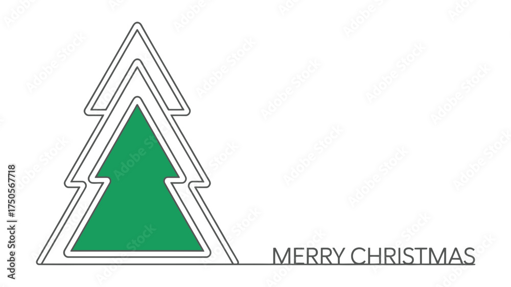 Obraz premium Minimalist christmas tree with merry christmas text on white background