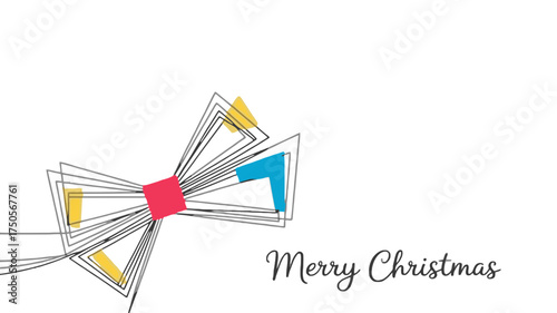 Modern abstract bow tie graphic with merry christmas text