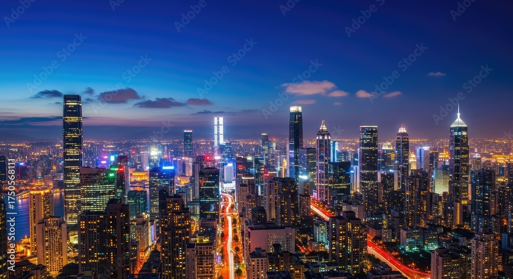 Fototapeta premium seattle skyline at dusk