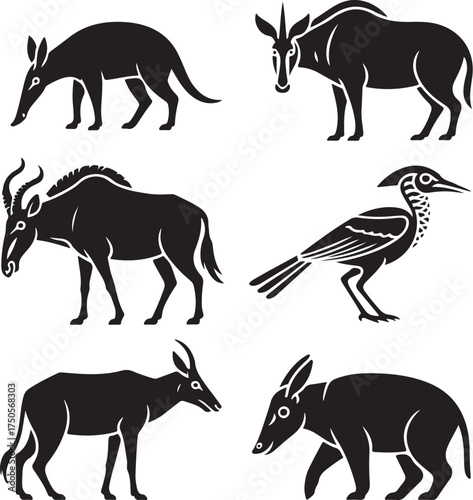 Distinctive African wildlife silhouettes bold design