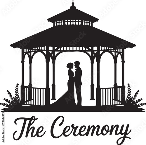 Elegant gazebo wedding silhouette for invitations