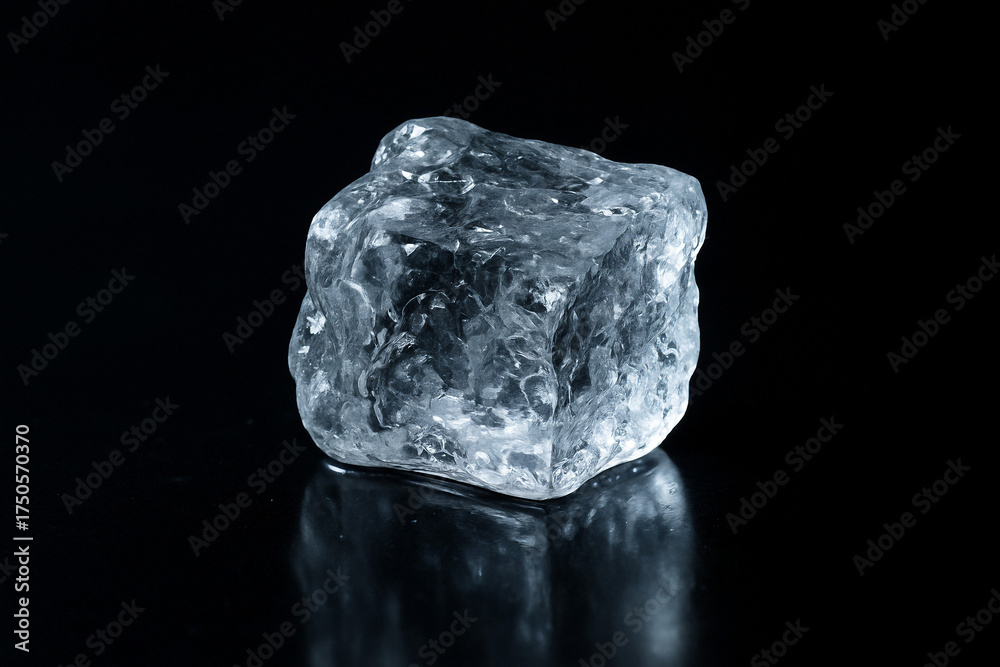 Obraz premium cold ice cubes on black glassy background