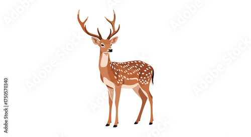 A majestic spotted deer stands proudly in a natural woodland setting.