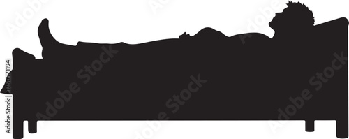 Silhouette of person sleeping in bed with one leg raised