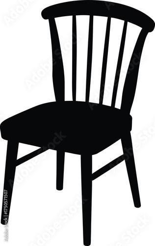   brown wooden chair with curved backrest on white.eps