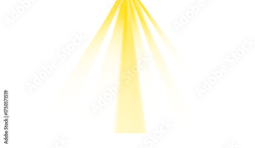 Bright yellow beams radiating upwards from a central point , transparent png