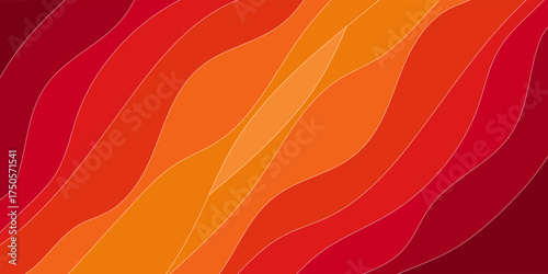 Orange papercut abstract background lines texture design vector