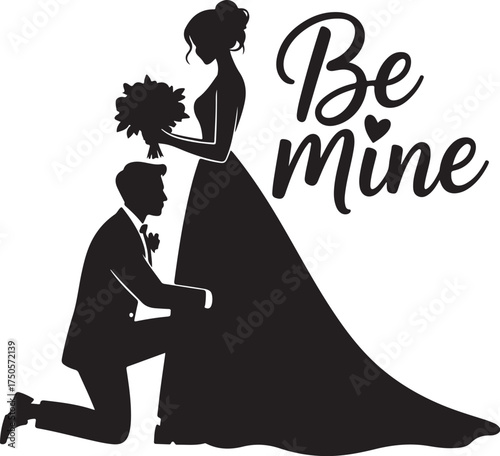 Romantic proposal with elegant couple silhouette