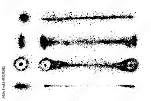 Vector black and white set with ink splash, blots and brush stroke Grunge textured element design background.
