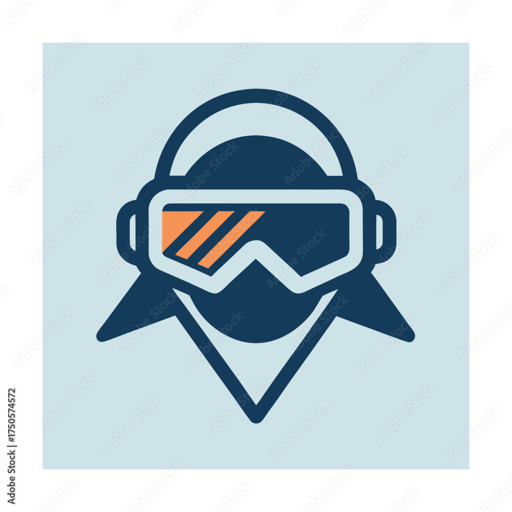 Obraz premium Ski Goggles and Bandana Icon Vector Illustration minimalist blue