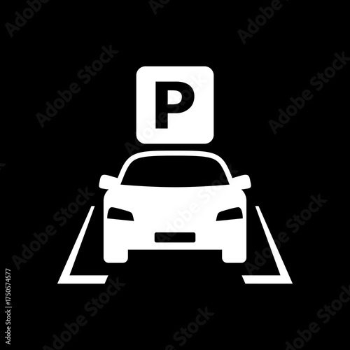 Car parking icon isolated on black background